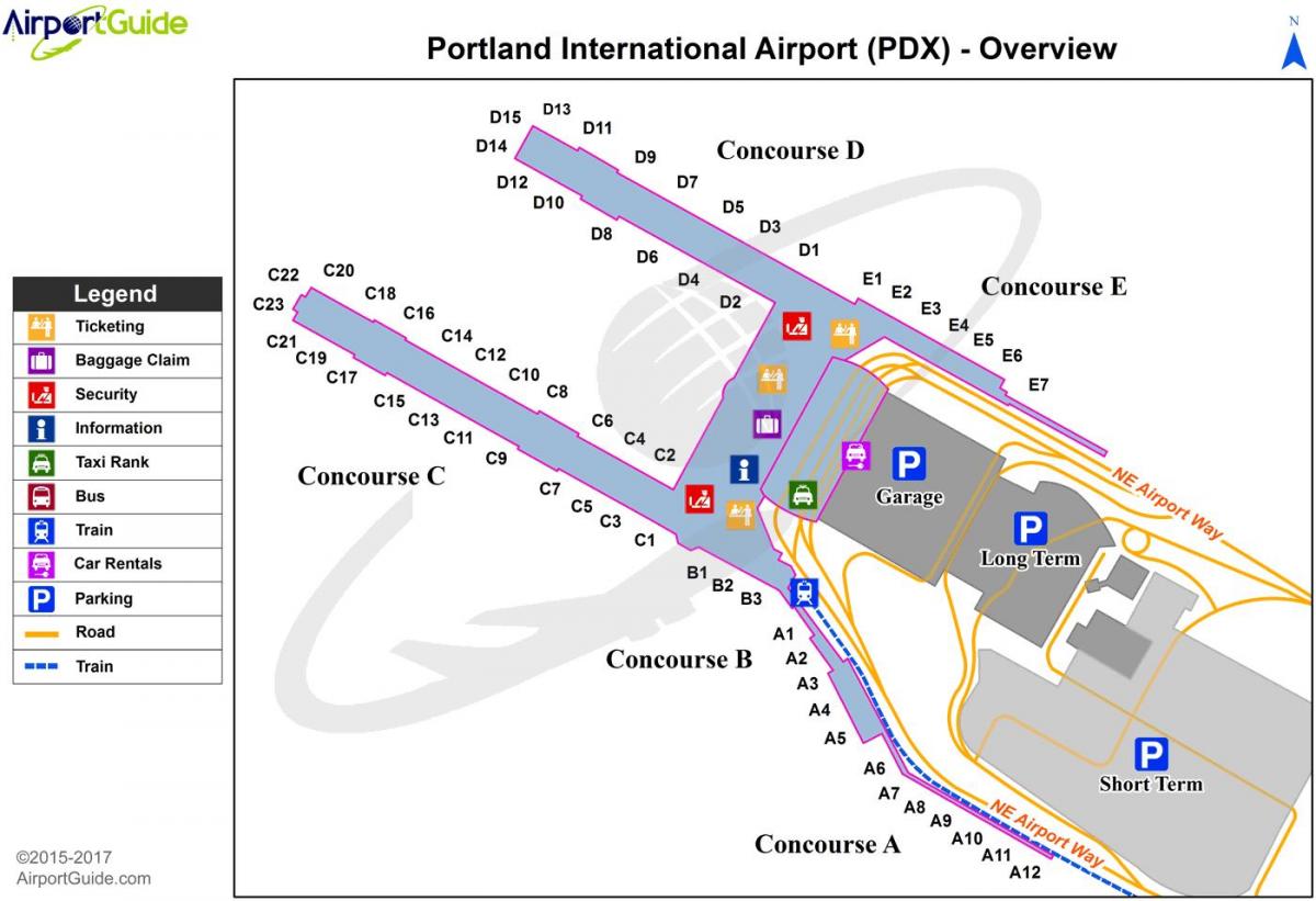 Portland Oregon flygplats karta
