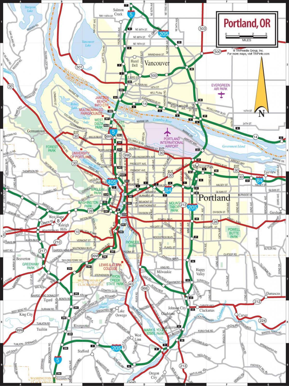 karta över Portland eller område