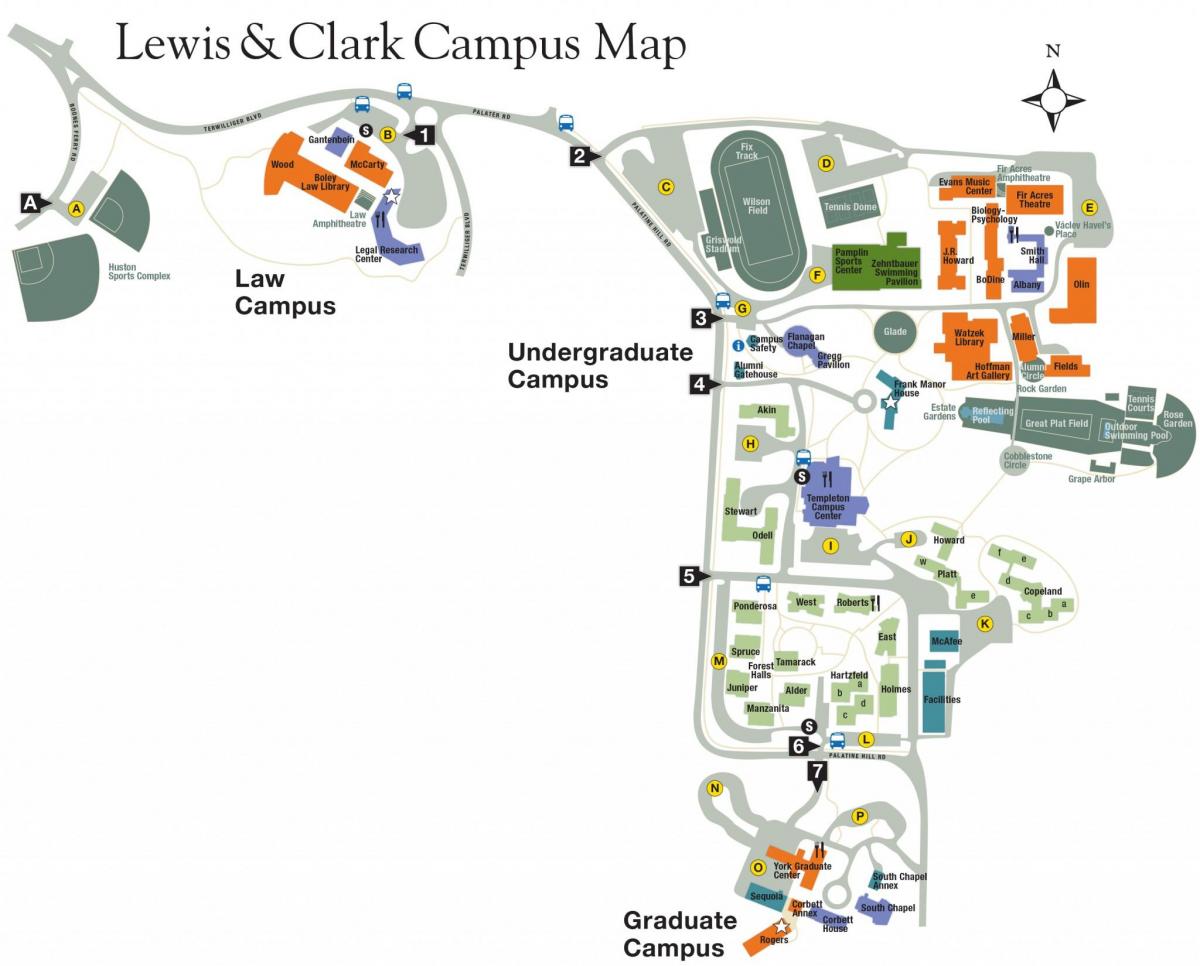 karta av lewis och clark College