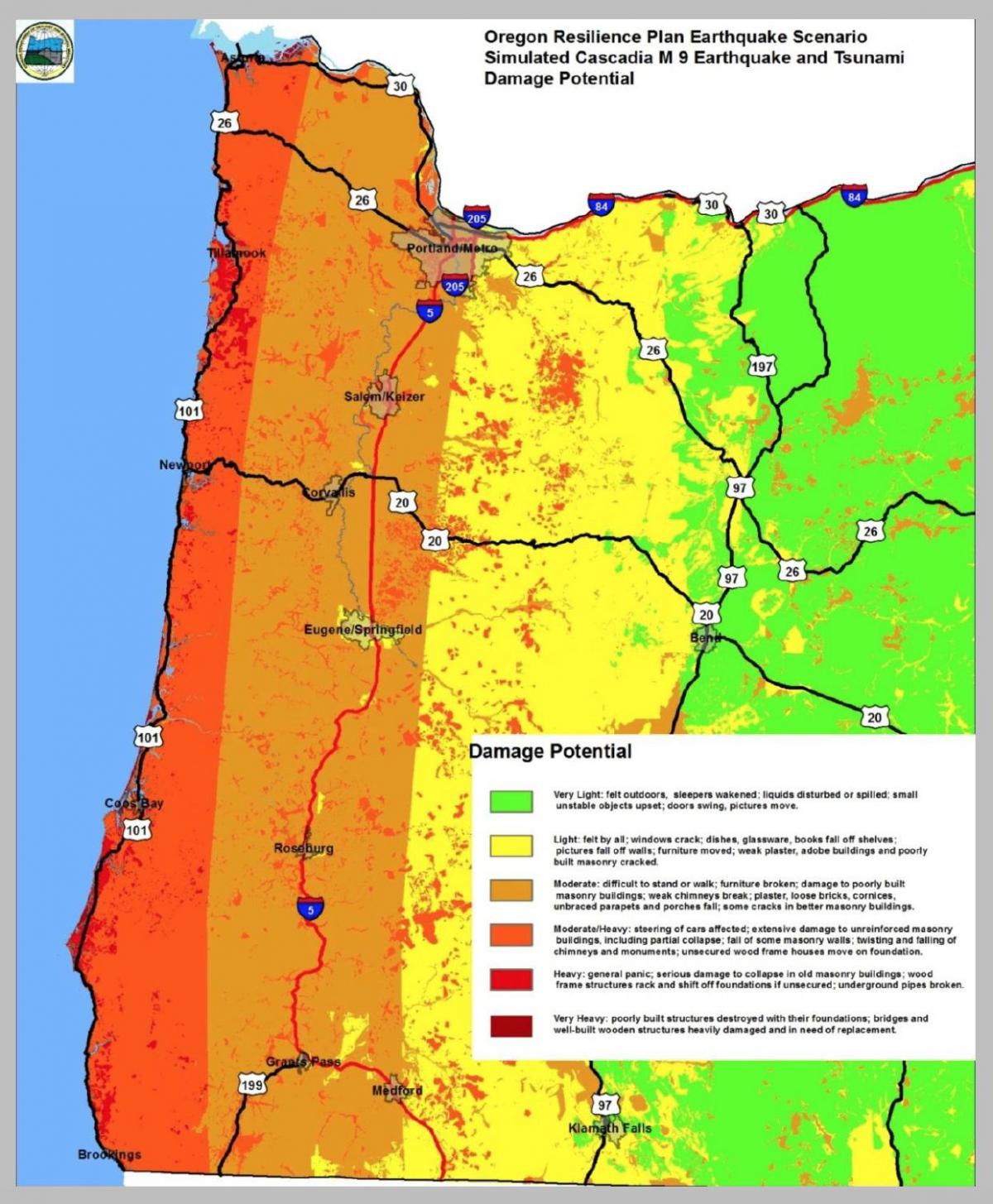 jordbävningen karta Portland