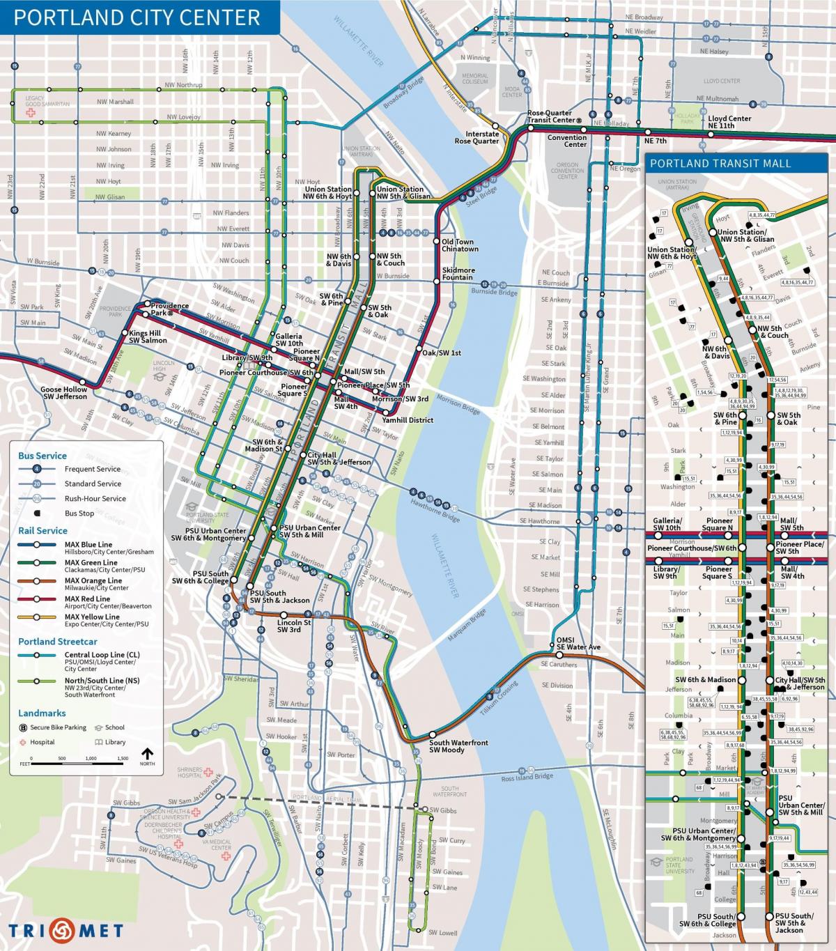 Portland Oregon kollektivtrafik karta