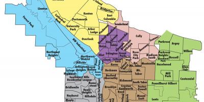 Karta över Portland och omgivande områden