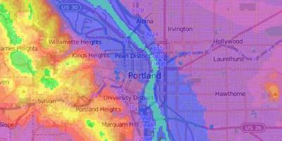 Portland Oregon höjd karta